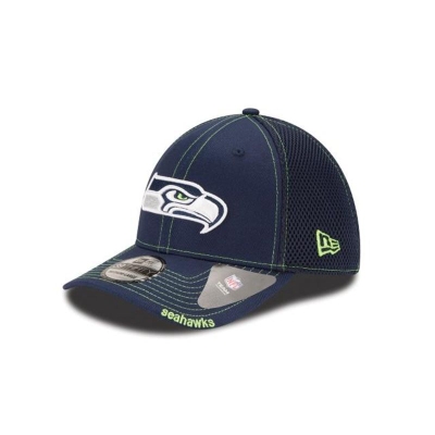 Blue Seattle Seahawks Hat - New Era NFL Neo 39THIRTY Stretch Fit Caps USA7832041